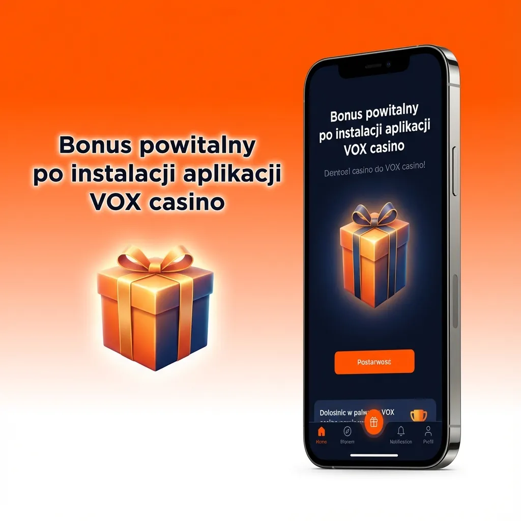 Ekran aplikacji VOX casino na iOS z informacją o bonusie powitalnym do 10000 PLN i 600 darmowych spinów