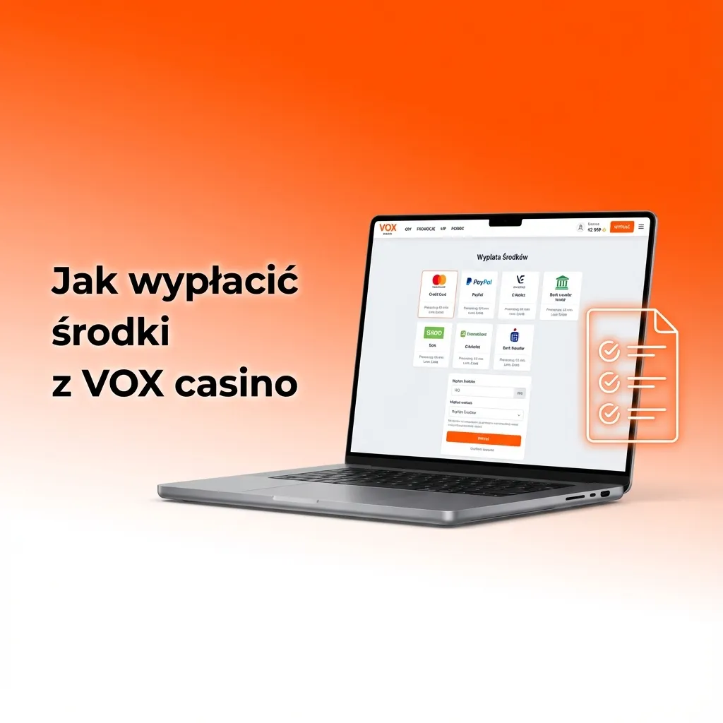 Ekran VOX casino z panelem wypłat: formularz wyboru metody, kwoty i podgląd historii transakcji