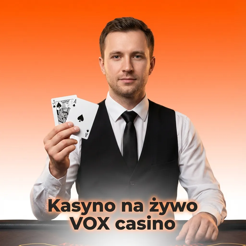 Ekran VOX casino z lobby kasyna na żywo: stoły z ruletką, blackjackiem i pokerem oraz widoczni krupierzy HD