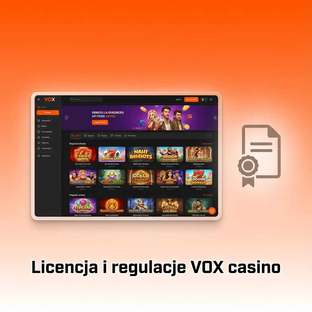 Grafika VOX Casino z informacją o międzynarodowej licencji hazardowej Curaçao z 2020 roku