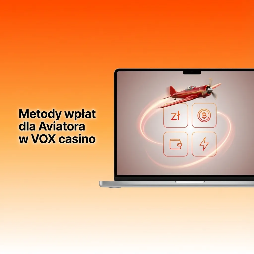 Ekran VOX casino z logo Aviatora i ikonami BLIK, kart, e-portfeli oraz kryptowalut jako dostępnych metod wpłaty