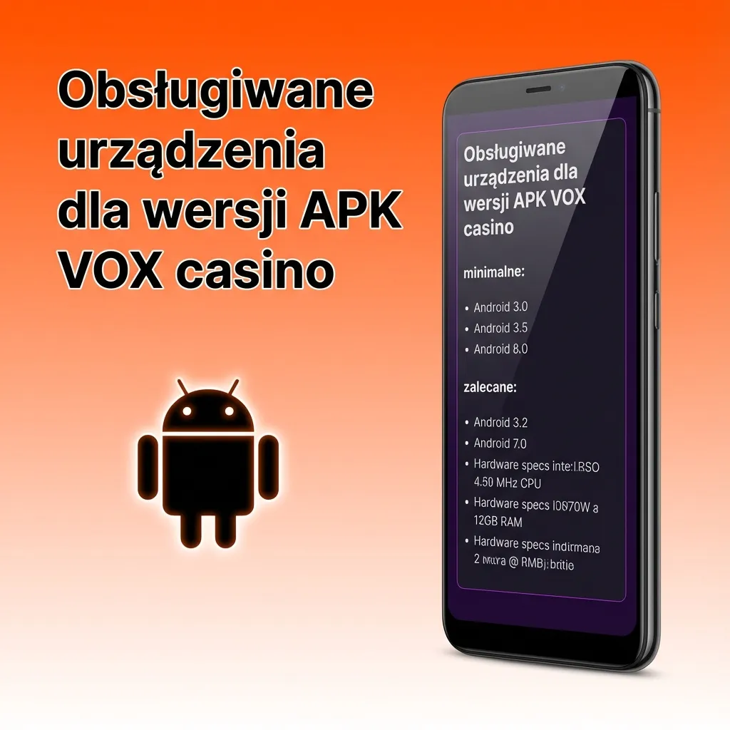 Tabela obsługiwanych telefonów z Androidem dla APK VOX casino z listą marek i przykładowych modeli