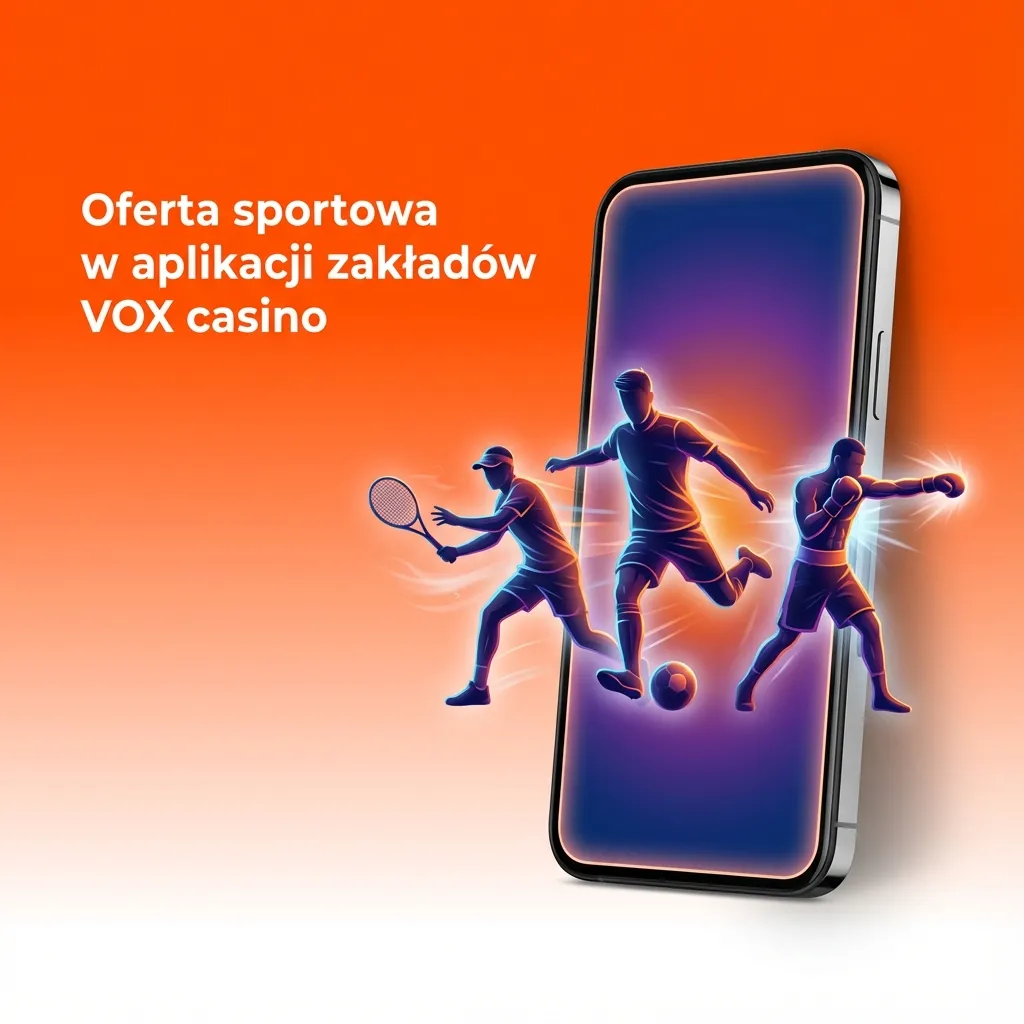 Ekran aplikacji VOX casino z listą dyscyplin i lig sportowych dostępnych do obstawiania na żywo i przedmeczowo
