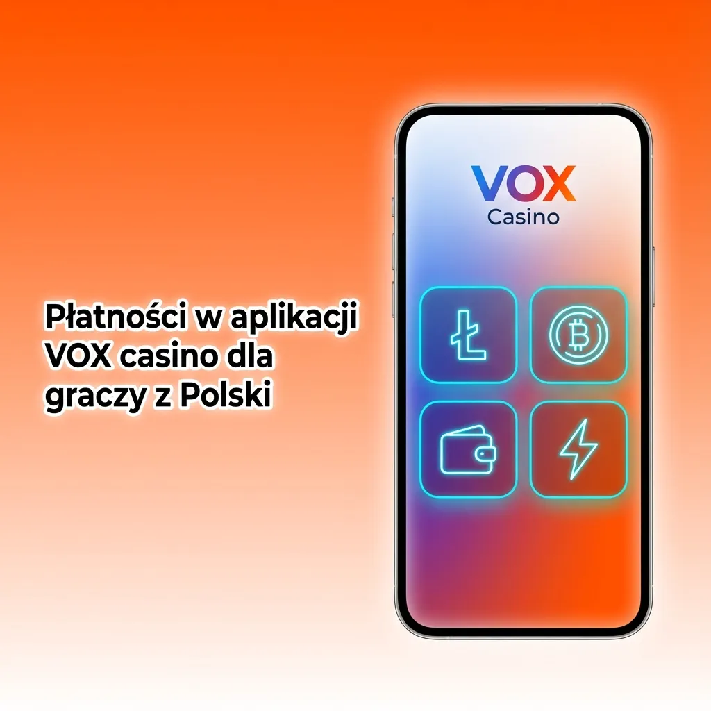 Ekran aplikacji VOX casino z metodami płatności: Blik, karty, e-portfele, Binance Pay i kryptowaluty dla graczy z Polski