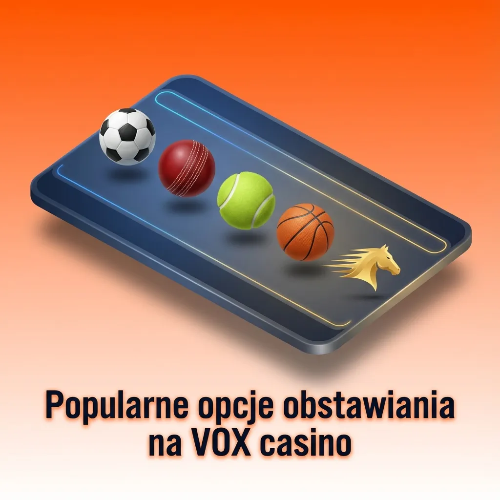 Interfejs VOX casino z opcjami zakładów: przedmeczowe, na żywo i wielokrotne AKO na ekranie laptopa