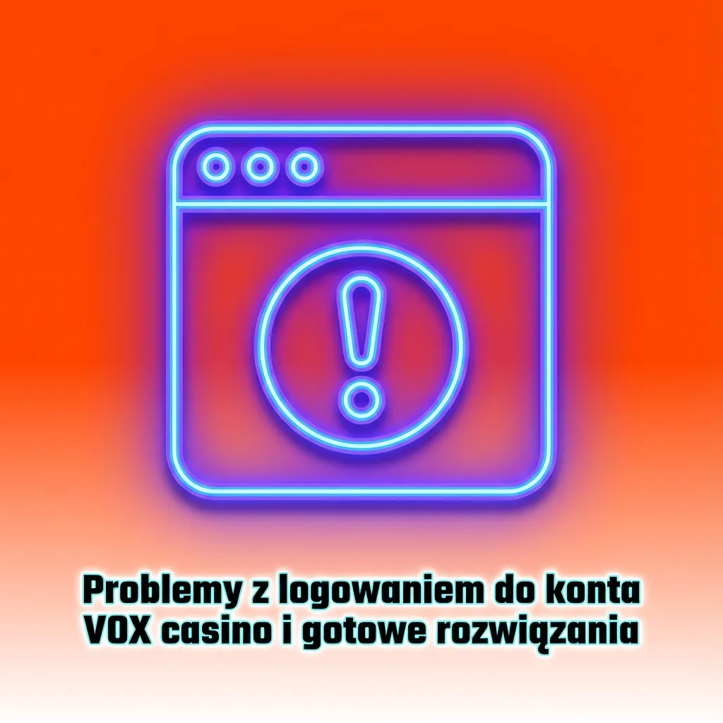 Ekran logowania VOX casino z komunikatami błędów i tabelą typowych problemów oraz rozwiązań