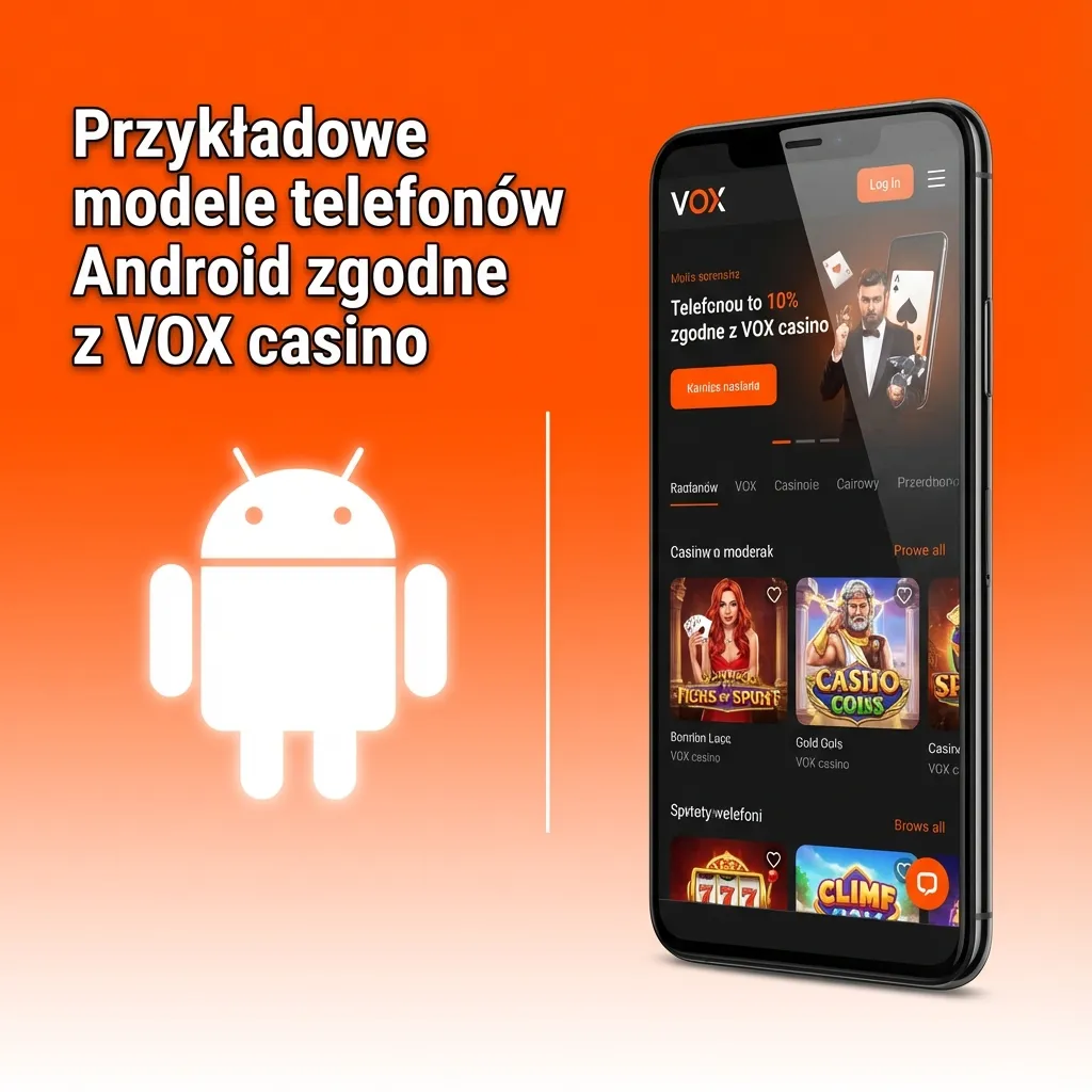 Lista modeli telefonów z Androidem zgodnych z PWA VOX casino na białym tle