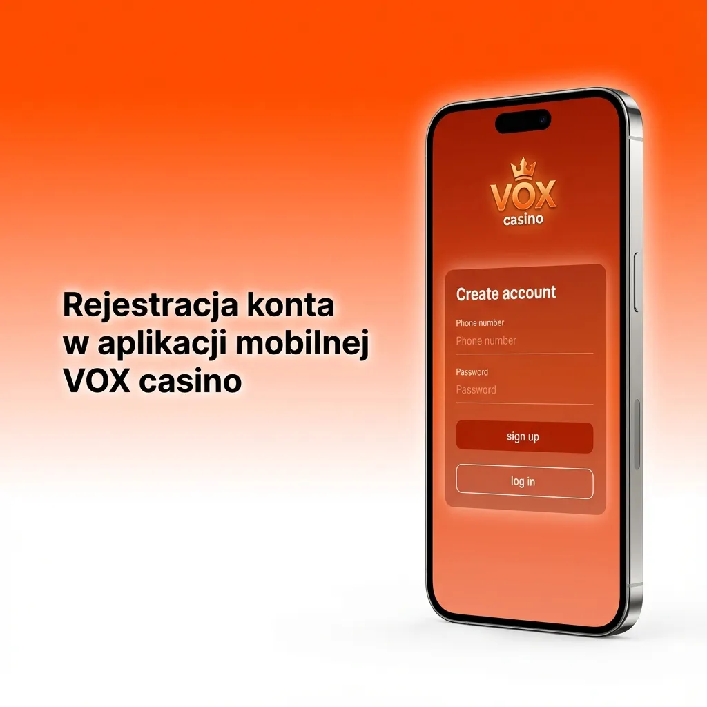 Ekran rejestracji konta w aplikacji mobilnej VOX casino na iOS z formularzem danych gracza