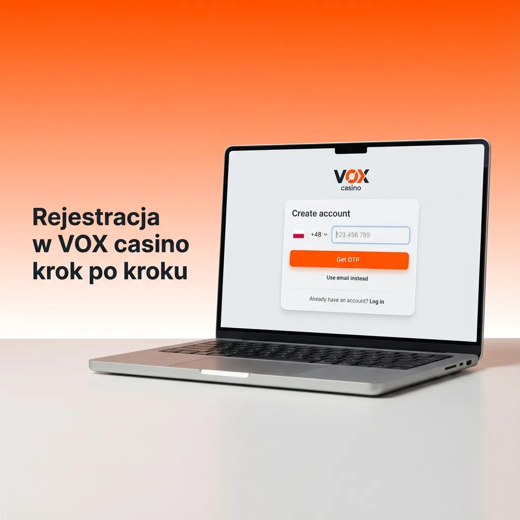 Infografika: rejestracja w VOX casino krok po kroku, od kliknięcia przycisku po aktywację bonusu powitalnego