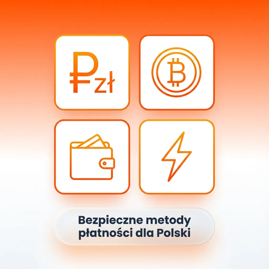 Ikony metod płatności w Polsce: Blik, Visa, Mastercard, Skrill, Neteller, Paysafecard i kryptowaluty na białym tle