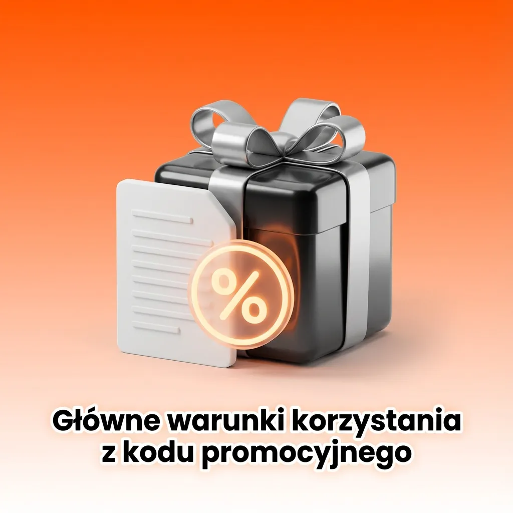 Grafika z nagłówkiem „Główne warunki korzystania z kodu promocyjnego” i listą zasad bonusu VOX casino