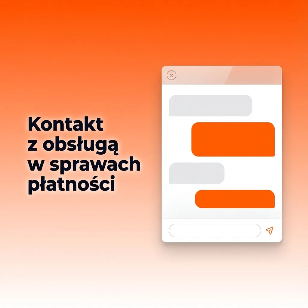 Ilustracja użytkownika kontaktującego się z działem płatności przez czat, e‑mail, formularz i aplikację mobilną