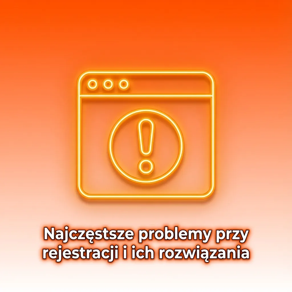 Infografika: najczęstsze problemy z rejestracją konta i krótkie opisy kroków ich rozwiązania.