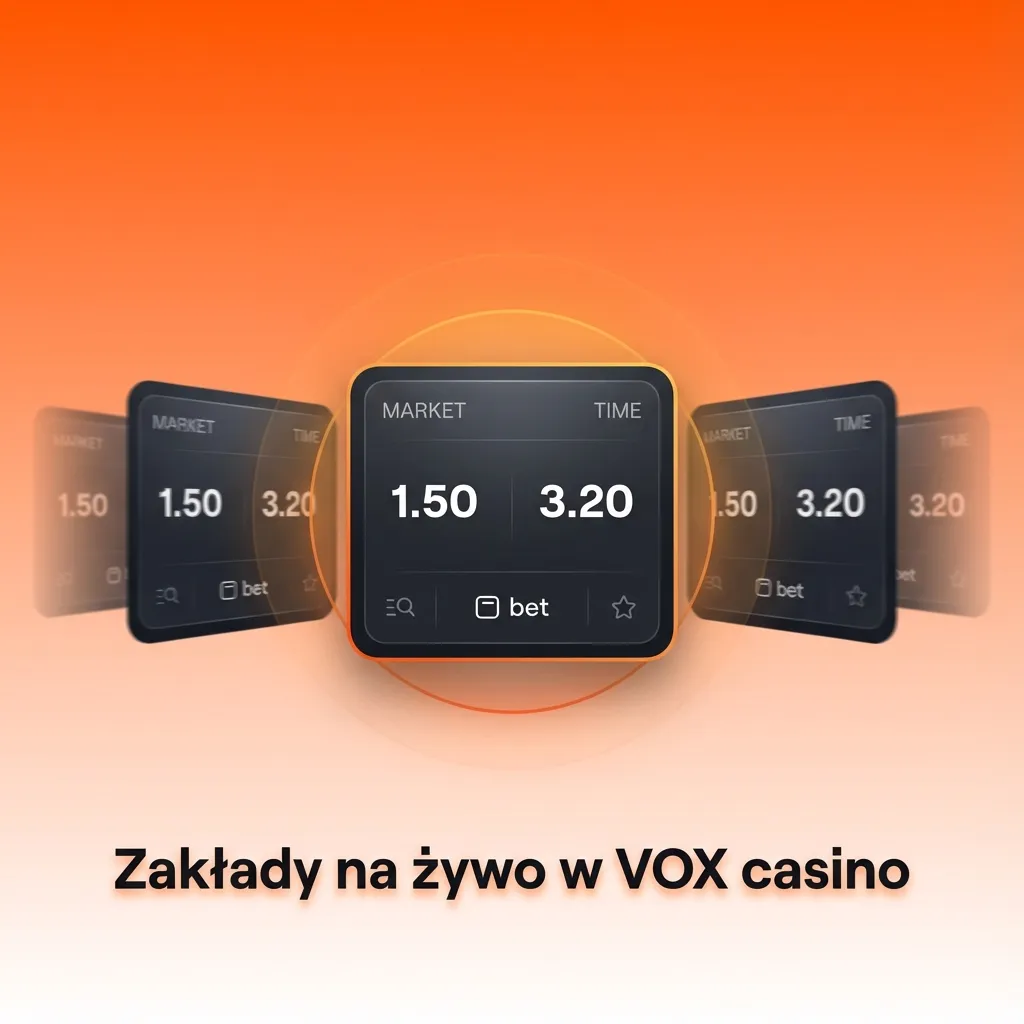 Ekran VOX casino z sekcją zakładów na żywo, kursami i statystykami meczów piłki nożnej, tenisa i koszykówki