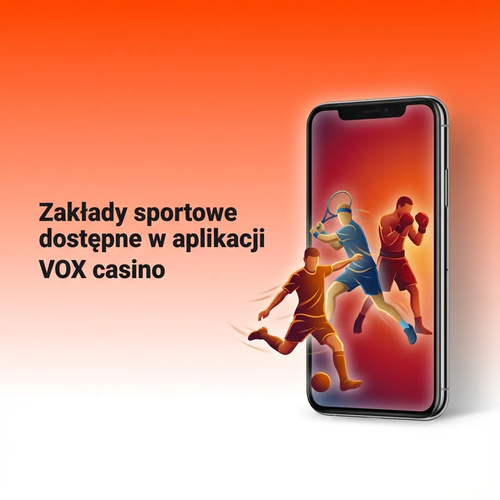 Ekran aplikacji VOX casino z ofertą zakładów sportowych na piłkę nożną, tenis, koszykówkę i inne dyscypliny.