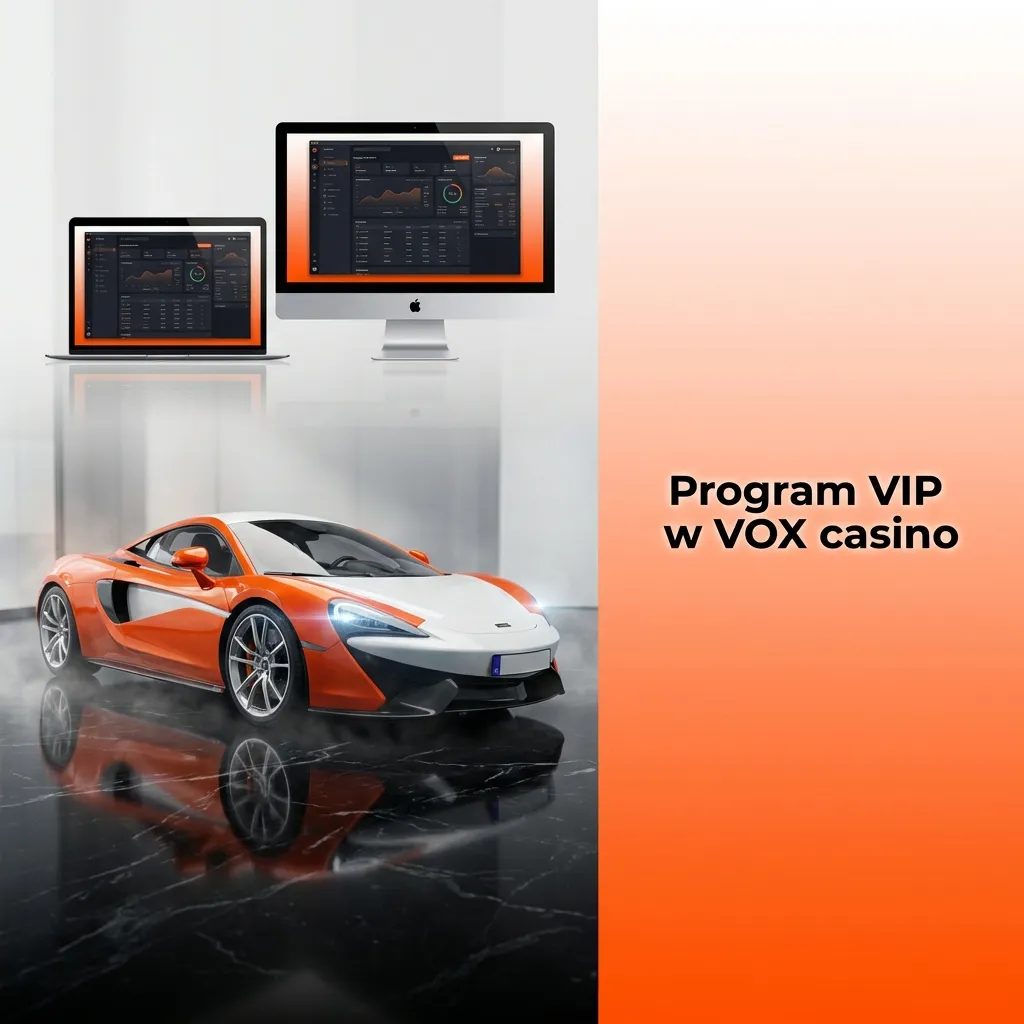 Grafika promująca program VIP w VOX casino z poziomami lojalności, cashbackiem i indywidualną obsługą graczy