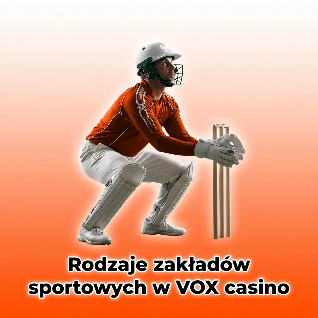 Grafika promująca zakłady sportowe w VOX casino z ikonami piłki nożnej, koszykówki, tenisa i sportów walki